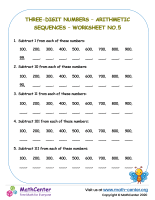 Three-digit numbers – Arithmetic sequences – Worksheet No.5