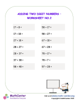 Adding two digit numbers - Worksheet No.2