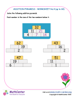Addition pyramids – Worksheet No.4 (up to 60)