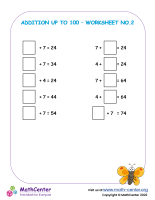 Addition up to 100 - Worksheet No.2
