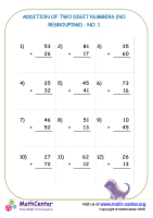Addition of two digit numbers (no regrouping) - no.1