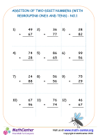 Addition of Two-Digit Numbers (with regrouping ones and tens) - No.1