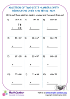 Addition of Two-Digit Numbers (with regrouping ones and tens) - No.4