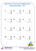 Addition of Two-Digit Numbers (with regrouping ones) - No.1