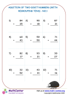 Addition of Two-Digit Numbers (with regrouping tens) - No.1
