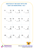 Addition of two digit with one digit (no regrouping) - no.2