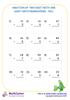 Addition of two digit with one digit (with regrouping) - no.1