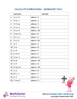 Calculate expressions - Worksheet no.2