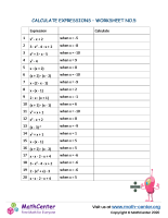 Calculate expressions - Worksheet no.5