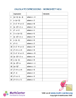 Calculate expressions - Worksheet no.6