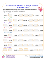 Counting on and back by 100s (up to 10,000) - worksheet no.1