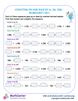 Counting on and back by 1s, 10s, 100s - worksheet no.1