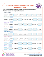 Counting on and back by 1s, 10s, 100s - worksheet no.4