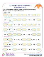 Counting on and back by 10s - worksheet no.2