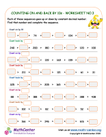 Counting on and back by 10s - worksheet no.3