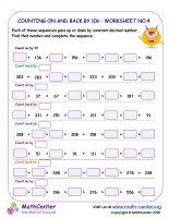 Counting on and back by 10s - worksheet no.4