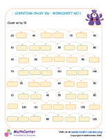 Skip counting by 10s  - worksheet no.1