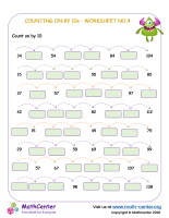 Skip counting by 10s  - worksheet no.4