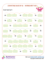 Skip counting back by 5s  - worksheet no.1