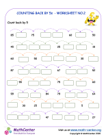Skip counting back by 5s  - worksheet no.2