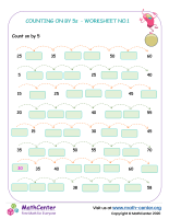 Count by 5s  - worksheet no.1