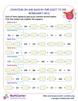 Skip counting on and back by one digit to 200 - worksheet no.2