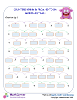 Counting on negative numbers by 1s from -10 to 10 - worksheet no.1