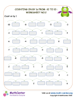 Counting on negative numbers by 1s from -10 to 10 - worksheet no.2