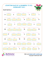 Counting backword by 1s (numbers to 20) - worksheet no.1