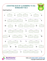 Counting backword by 1s (numbers to 20) - worksheet no.2