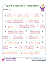 Counting on by 1s to 20 - worksheet no.1