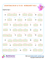 Counting on by 1s to 20 - worksheet no.2