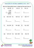 Addition of decimal numbers (1 dp) - no.5
