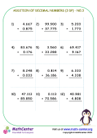 Addition of decimal numbers (3 dp) - no.3