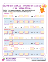 Counting by decimals - counting on and back by 1dp - worksheet no.1.docx