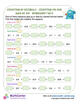 Counting by decimals - counting on and back by 1dp - worksheet no.2.docx