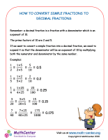 How to convert simple fractions to decimal fractions