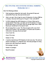 Multiplying and dividing decimal numbers problems - worksheet no.3