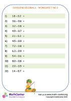 Dividing decimals - worksheet no.3