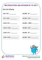 Multiplication and division by tens - Worksheet No.3