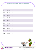 Division table 2 - worksheet no.1