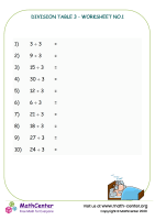 Division table 3 - worksheet no.1