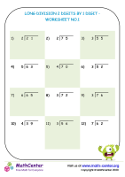 Long division 2 digits by 1 digit - worksheet no.1
