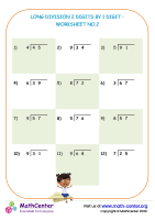 Long division 2 digits by 1 digit - worksheet no.2