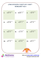 Long division 2 digits by 1 digit - worksheet no.4