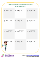 Long division 3 digits by 2 digit - worksheet no.3