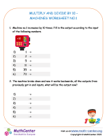 Multiply and divide by 10 - Machines Worksheet No.1
