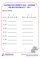 Distributing - Dividing and multiplying by 5 - Worksheet No.1