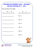 Distributing - Dividing and multiplying by 5 - Worksheet No.2