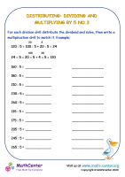 Distributing - Dividing and multiplying by 5 - Worksheet No.3